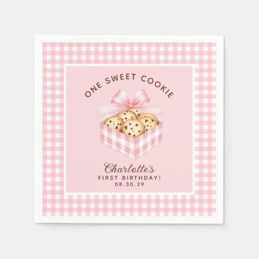 Serviette En Papier Un biscuit intelligent Filles premier anniversaire (Devant)