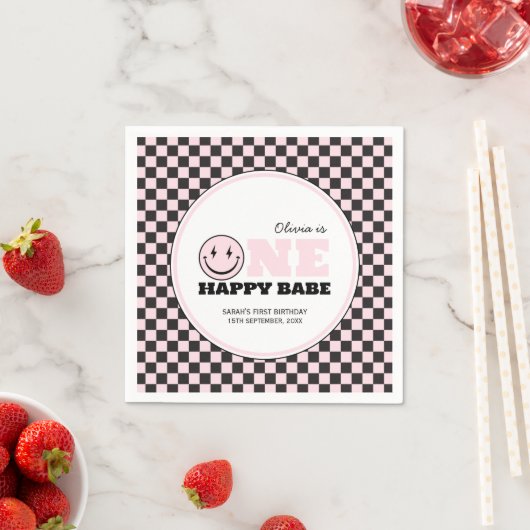 Serviette En Papier Un bon bébé filles rose 1er anniversaire (En situation)