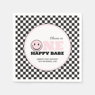 Serviette En Papier Un bon bébé filles rose 1er anniversaire