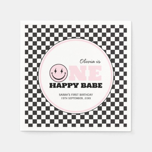 Serviette En Papier Un bon bébé filles rose 1er anniversaire (Devant)