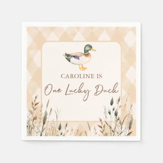 Serviette En Papier Un Canard chanceux 1er Anniversaire (Devant)