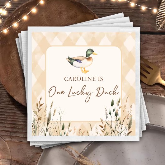 Serviette En Papier Un Canard chanceux 1er Anniversaire