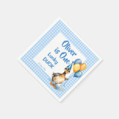 Serviette En Papier Un canard chanceux bleu en vichy anniversaire impr (Coin)