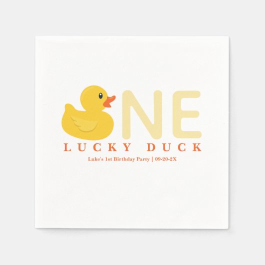 Serviette En Papier Un chanceux canard nappe | Caoutchouc jaune Du (Devant)