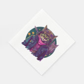 Serviette En Papier Un chat et un hibou (Coin)