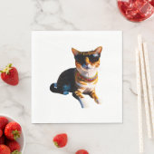 Serviette En Papier Un chat portant des lunettes de soleil (En situation)