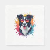 Serviette En Papier Un chien mignon Bordure Collie [RB#10009] (Devant)