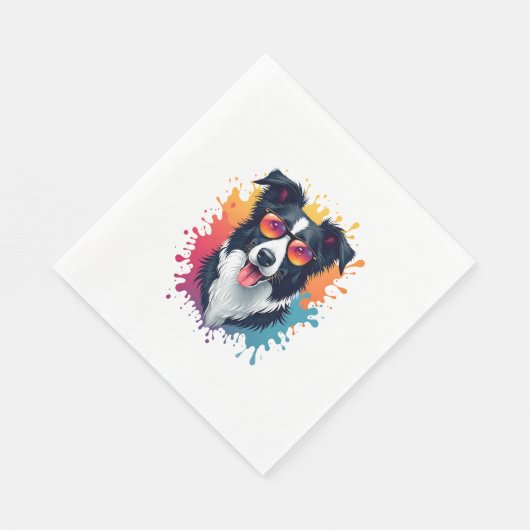 Serviette En Papier Un chien mignon Bordure Collie [RB#10009] (Coin)