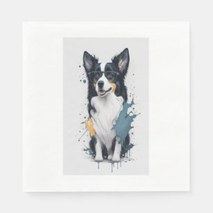 Serviette En Papier Un chien mignon Bordure Collie [RB#10011]