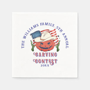 Serviette En Papier Un Citrouille patriotique moderne contre Halloween