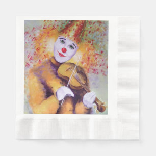 Serviette En Papier Un clown doux jouant du violon