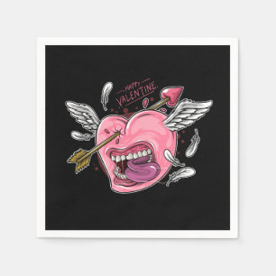 Serviette En Papier un coeur d'amour avec des lèvres et des ailes frap
