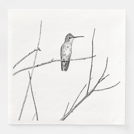 Serviette En Papier Un colibri sur un bâton (Devant)