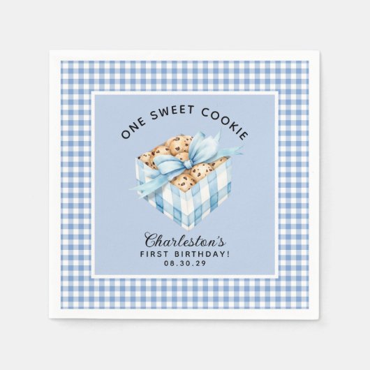 Serviette En Papier Un Cookie Smart Boyyers Premier Anniversaire (Devant)