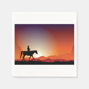 Serviette En Papier Un Cowboy À Cheval Papier Serviettes