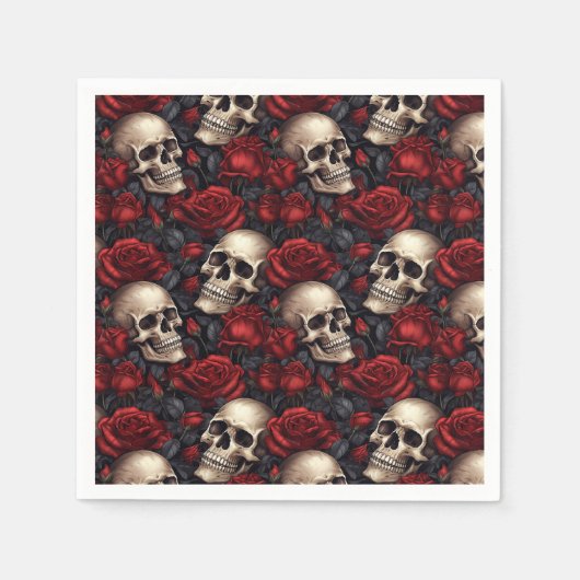 Serviette En Papier Un crâne et une série Rose 10 (Devant)