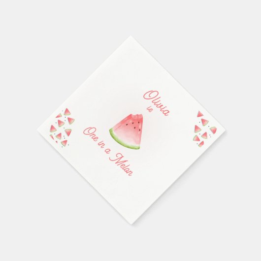 Serviette En Papier Un dans la pastèque Melon Anniversaire (Coin)