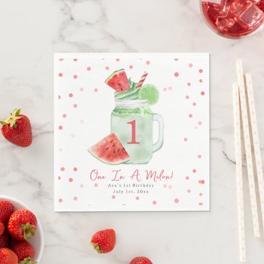 Serviette En Papier Un dans Melon fête d'anniversaire Watermelon Smoot (En situation)