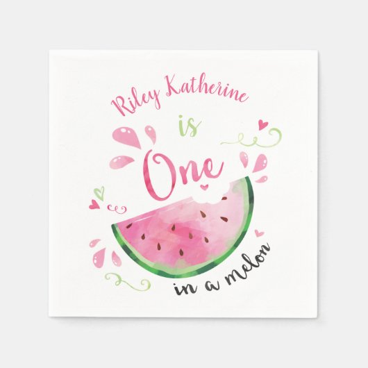 Serviette En Papier Un dans Melon Watermelon Anniversaire Party Papier (Devant)