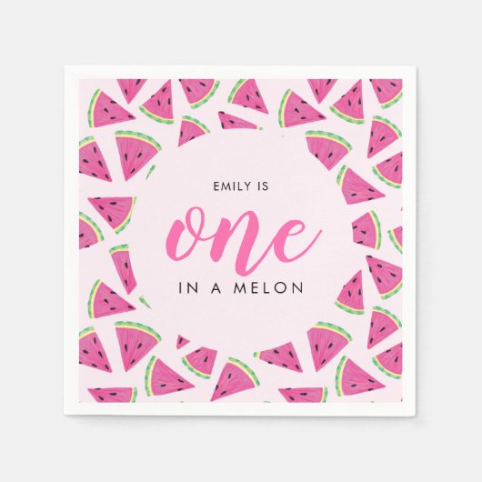 Serviette En Papier Un dans un melon 1er anniversaire (Devant)