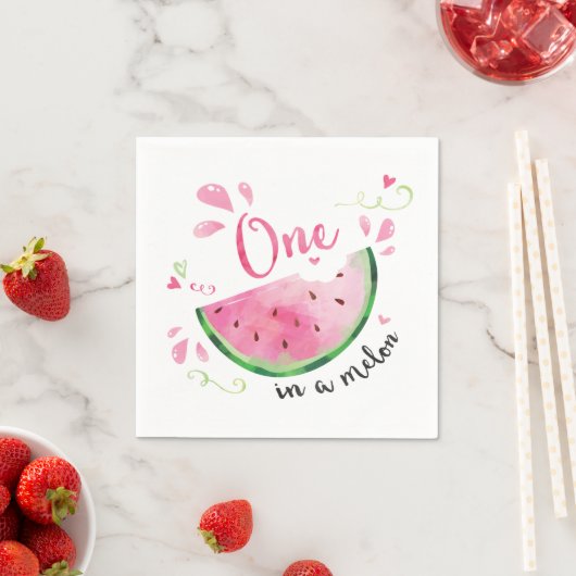 Serviette En Papier Un dans un Melon 1er Anniversaire (En situation)