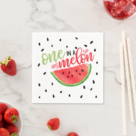 Serviette En Papier Un dans un Melon Anniversaire Napkin - Rouge (En situation)