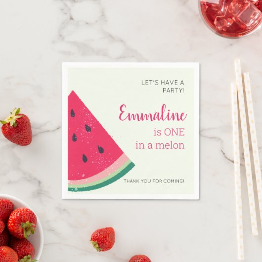 Serviette En Papier Un Dans Un Melon Cute Watermelon Premier Anniversa (En situation)