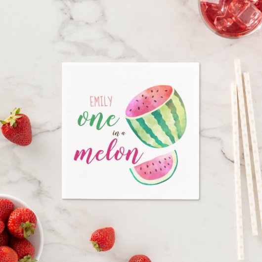 Serviette En Papier Un dans un Melon Tropical Watermelon Rose (En situation)