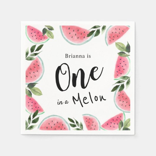 Serviette En Papier Un dans un Melon Watermelon 1er Birthday Paper (Devant)