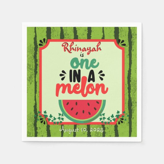 Serviette En Papier UN dans un Melon Watermelon Premier anniversaire (Devant)