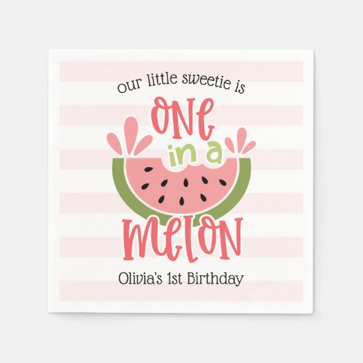 Serviette En Papier Un Dans Un Melon Watermelon Premier anniversaire (Devant)