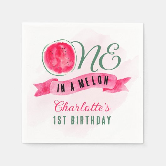 Serviette En Papier Un dans une pastèque Melon 1er anniversaire (Devant)