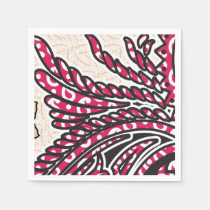 Serviette En Papier Un design cachemire décoratif avec rouge vif et ép