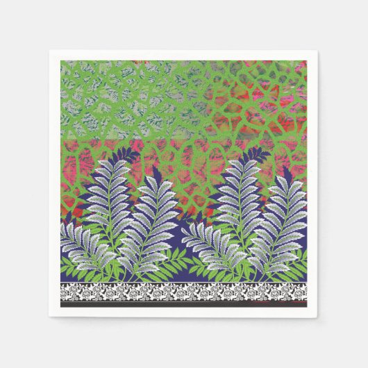 Serviette En Papier un design de motif vert et jaune (Devant)