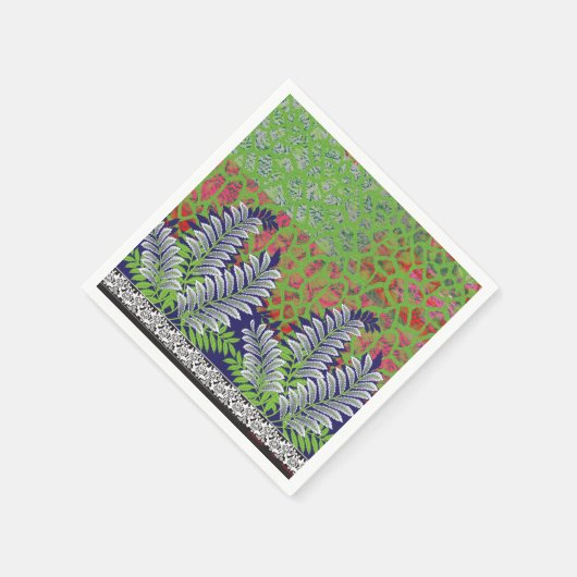 Serviette En Papier un design de motif vert et jaune (Coin)