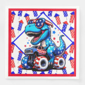 Serviette En Papier Un Dino Quart Juillet (Devant)