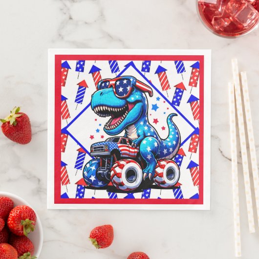 Serviette En Papier Un Dino Quart Juillet (En situation)
