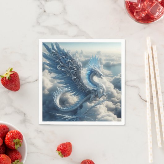 Serviette En Papier Un dragon entouré de nuages (En situation)