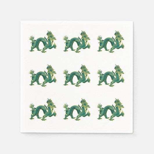 Serviette En Papier Un Dragon Vert avec Triage Or (Devant)