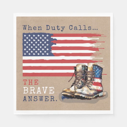 Serviette En Papier Un drapeau militaire américain renverse la RUSTIQU (Devant)