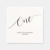 Serviette En Papier Un élégant script manuscrit 1er anniversaire (Devant)