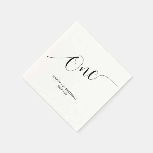 Serviette En Papier Un élégant script manuscrit 1er anniversaire (Coin)