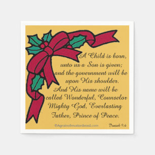 Serviette En Papier Un enfant naît Écriture Noël