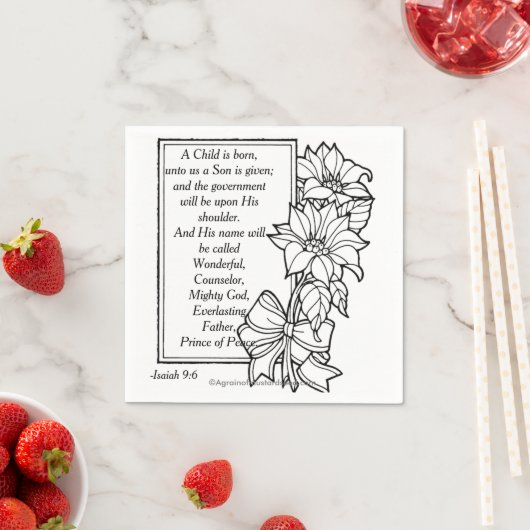 Serviette En Papier Un enfant naît Écriture Noël (En situation)