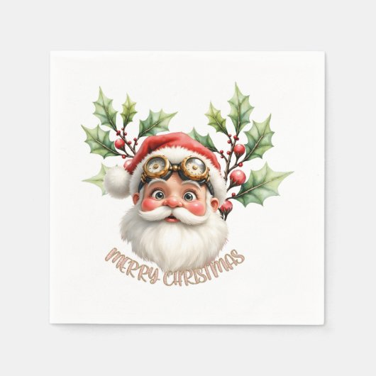 Serviette En Papier Un faux steampunk père Noël (Devant)