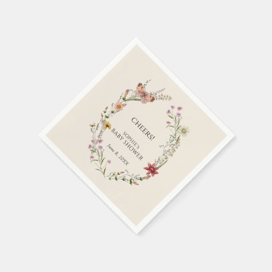 Serviette En Papier Un fleur sauvage Souhaite Un Baby shower En Fleur (Coin)