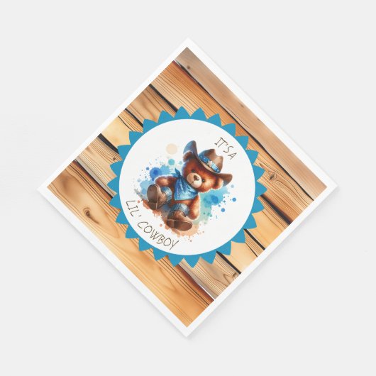 Serviette En Papier Un garçon | Le Baby shower du garçon Cowboy Teddy (Coin)