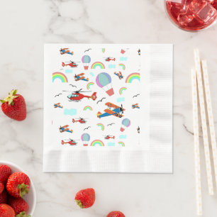 Serviette En Papier Un garçon Motif volant en blanc