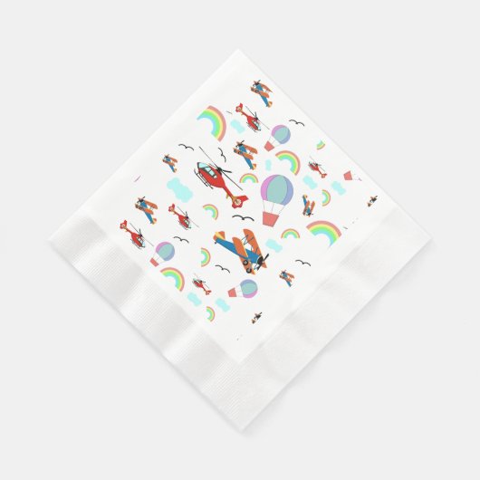 Serviette En Papier Un garçon Motif volant en blanc (Coin)