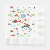 Serviette En Papier Un garçon Motif volant en blanc (Devant)